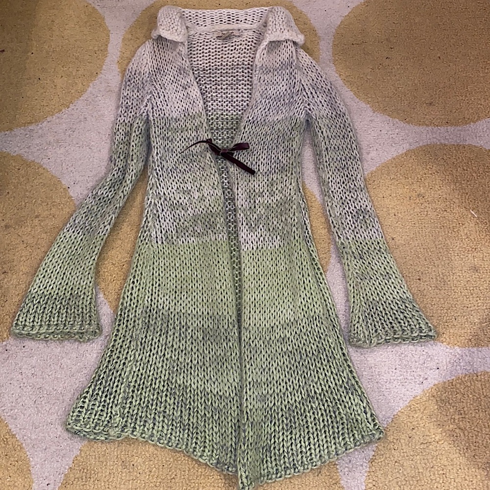 FREE PEOPLE multi color leather tie long sweater M